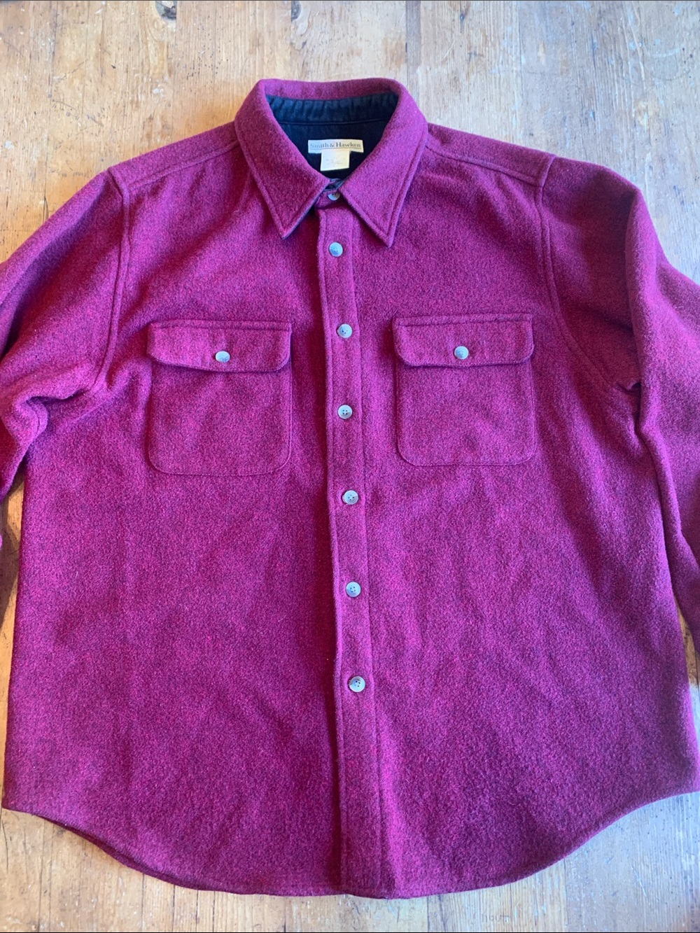 Vintage Smith & Hawken Men's Shirt Jacket 90s in Deep Burgundy